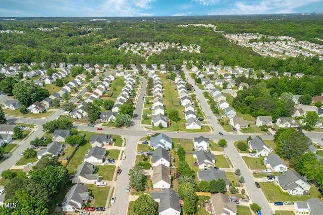 7109 Spanglers Spring Way, Raleigh, NC 27610 - drone / aerial view with a wooded view and a residential view