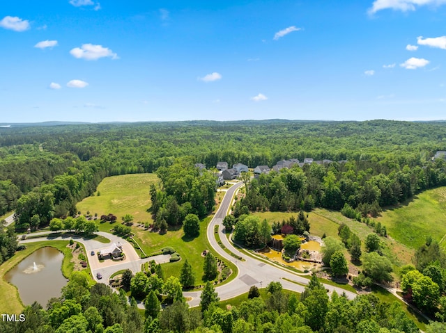 46 Waterfall Pointe, Chapel Hill, NC 27517 - birds eye view of property featuring a water view and a view of trees