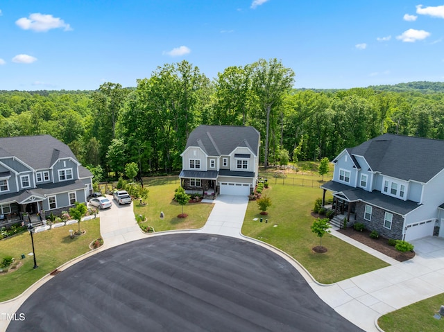 46 Waterfall Pointe, Chapel Hill, NC 27517 - aerial view with a wooded view