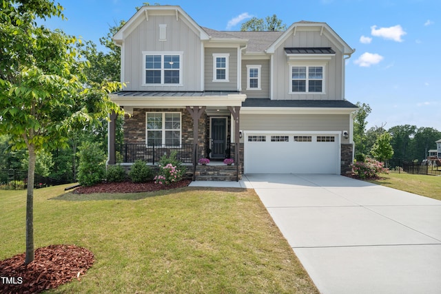 46 Waterfall Pointe, Chapel Hill, NC 27517 - craftsman house featuring a garage, board and batten siding, concrete driveway, and a porch