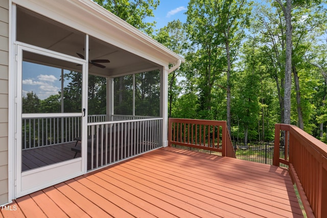 46 Waterfall Pointe, Chapel Hill, NC 27517 - deck with a sunroom and ceiling fan