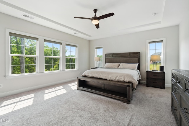 46 Waterfall Pointe, Chapel Hill, NC 27517 - bedroom featuring visible vents, baseboards, light carpet, and multiple windows