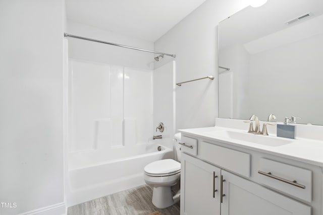 46 Waterfall Pointe, Chapel Hill, NC 27517 - bathroom with vanity, toilet, wood finished floors, shower / bathing tub combination, and visible vents