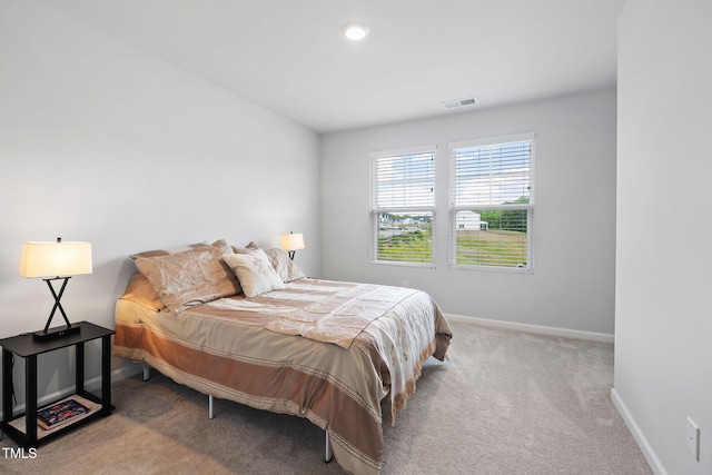 bedroom with baseboards and carpet floors