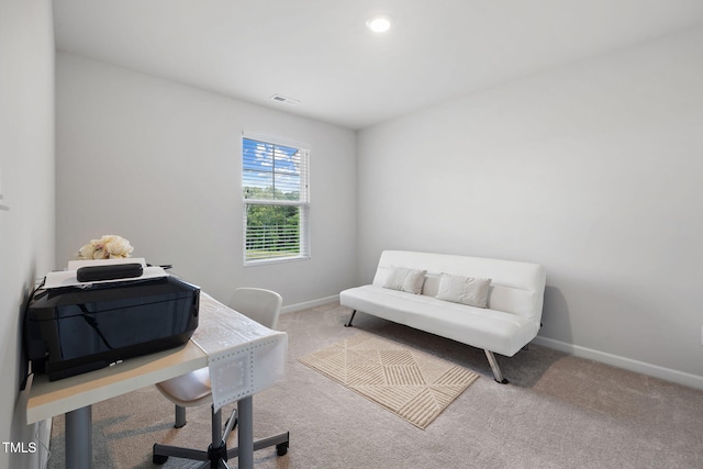 office space with baseboards and carpet