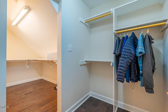 spacious closet with wood finished floors