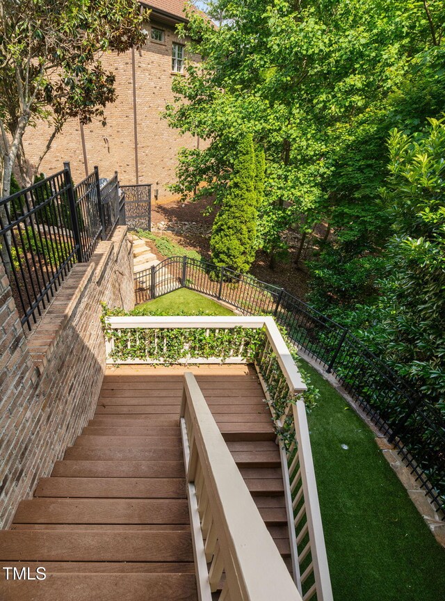 3601 Nightfall Ct, Raleigh, NC 27607 - deck featuring stairs and fence