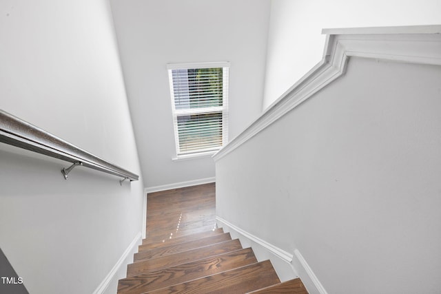521 Marion Hills Way, Knightdale, NC 27545 - stairway with baseboards and wood finished floors