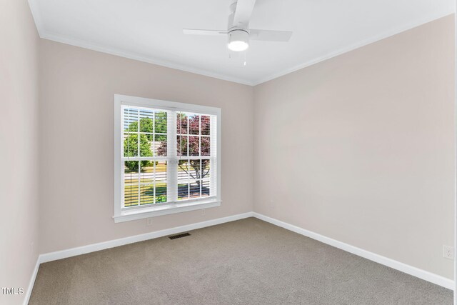 205 Carlyle Cir, Goldsboro, NC 27530 - spare room with carpet, baseboards, crown molding, and a ceiling fan