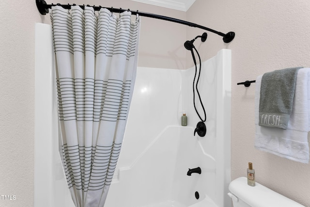 205 Carlyle Cir, Goldsboro, NC 27530 - bathroom with toilet and shower / tub combo with curtain