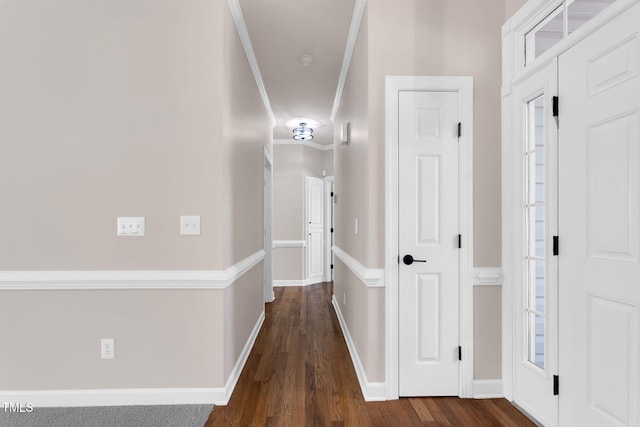 205 Carlyle Cir, Goldsboro, NC 27530 - corridor with dark wood-style flooring, baseboards, and ornamental molding