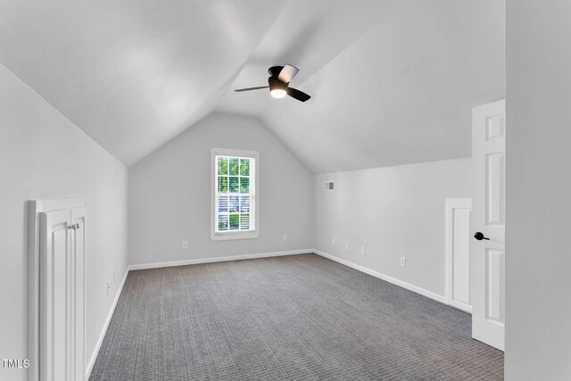 205 Carlyle Cir, Goldsboro, NC 27530 - additional living space featuring a ceiling fan, vaulted ceiling, carpet, and baseboards