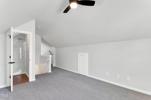 205 Carlyle Cir, Goldsboro, NC 27530 - additional living space featuring carpet floors, ceiling fan, vaulted ceiling, and baseboards