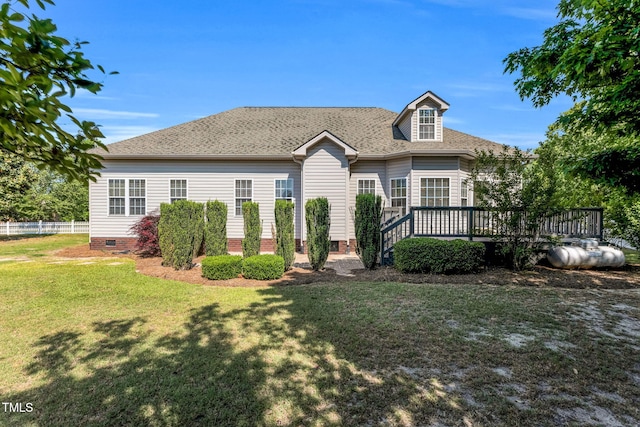 205 Carlyle Cir, Goldsboro, NC 27530 - view of front of home featuring crawl space, a deck, and roof with shingles