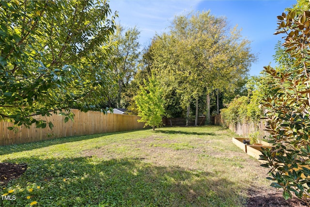 view of yard featuring a fenced backyard