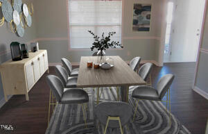 202 Redstone Ct, Gibsonville, NC 27249 - dining space with baseboards and dark wood finished floors