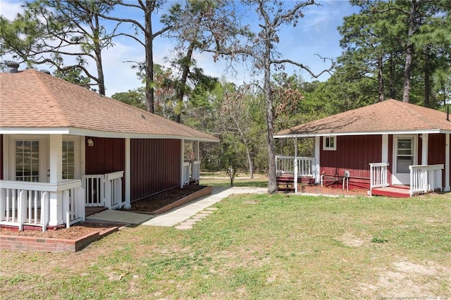view of yard with a porch