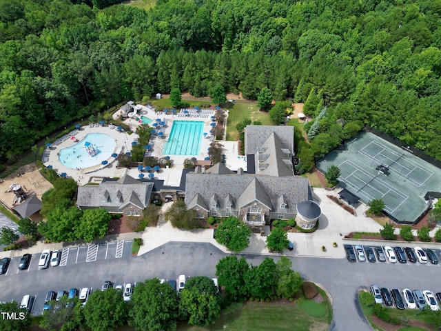 aerial view with a forest view
