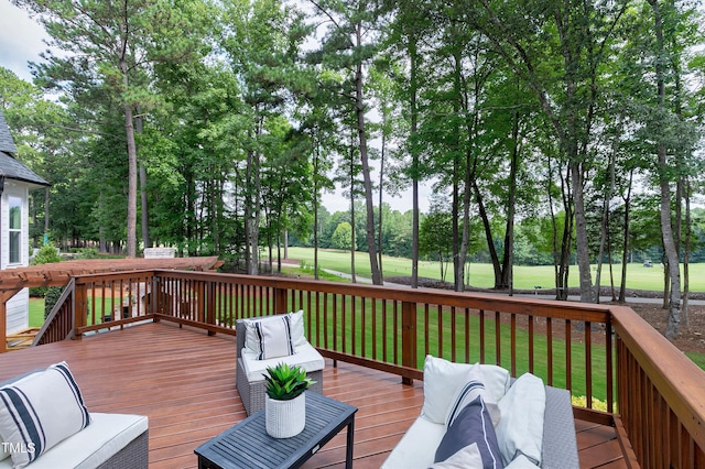 deck with a lawn