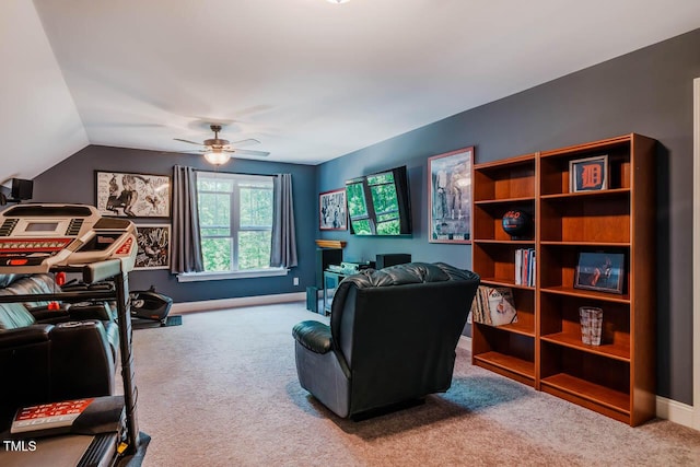 4072 Mackenzie Dr, Haw River, NC 27258 - sitting room with carpet flooring, a ceiling fan, and baseboards