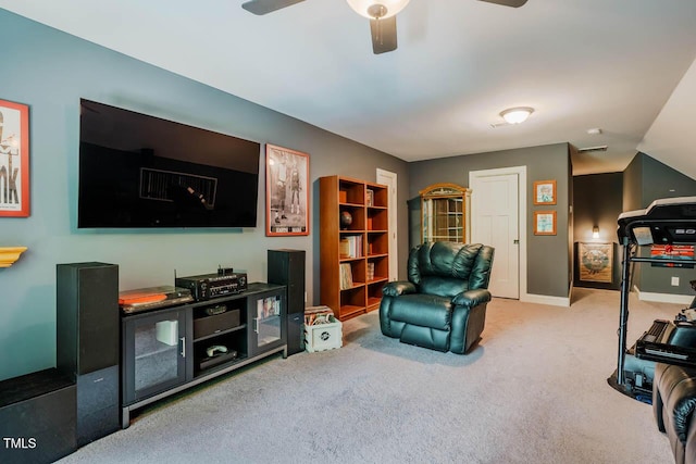 4072 Mackenzie Dr, Haw River, NC 27258 - living area featuring carpet flooring, ceiling fan, and baseboards