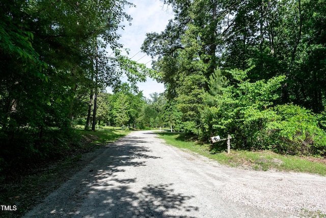 5213 Tomahawk Trl, Raleigh, NC 27610 - view of dirt / gravel road with a wooded view
