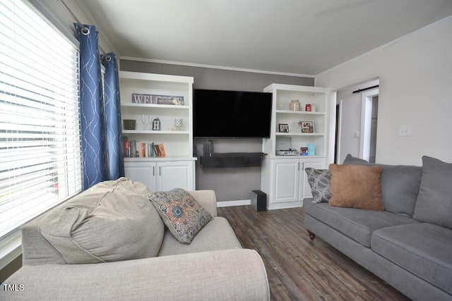 114 Short St E, Hillsborough, NC 27278 - living area with crown molding and dark wood-style flooring