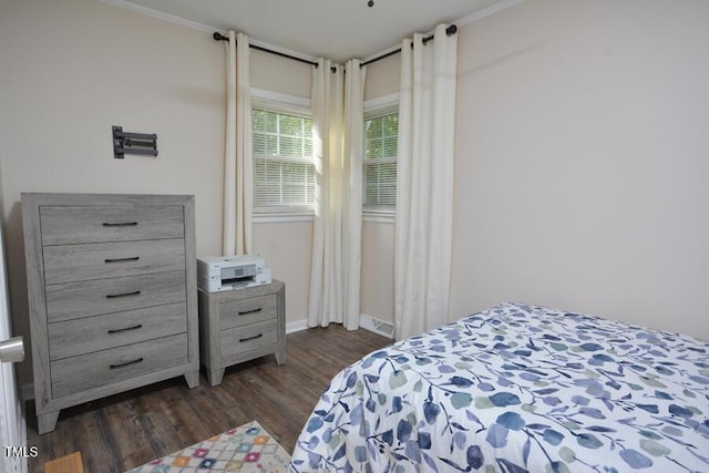114 Short St E, Hillsborough, NC 27278 - bedroom with crown molding, baseboards, visible vents, and dark wood-style floors