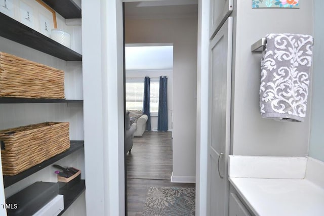 114 Short St E, Hillsborough, NC 27278 - bathroom with baseboards and wood finished floors