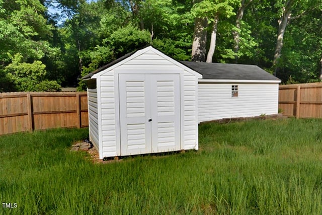 114 Short St E, Hillsborough, NC 27278 - view of shed featuring a fenced backyard
