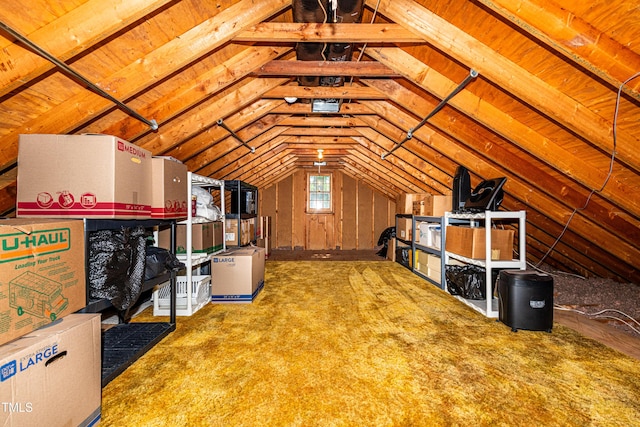 view of unfinished attic