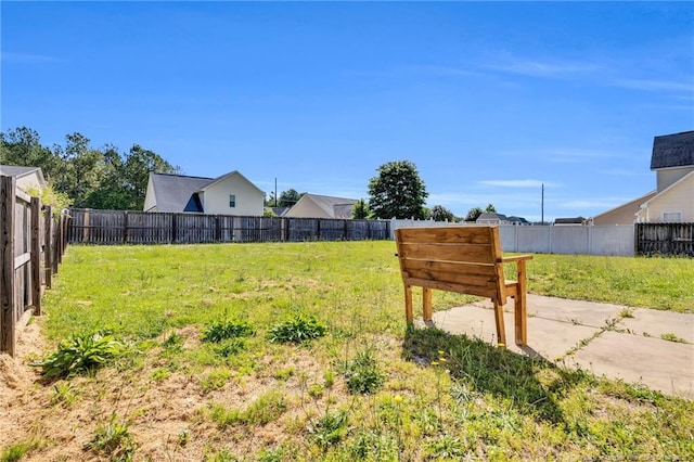 view of yard featuring a fenced backyard and a patio area