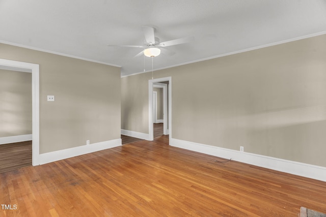 2677 NC-39, Henderson, NC 27537 - spare room with crown molding, baseboards, ceiling fan, and wood finished floors