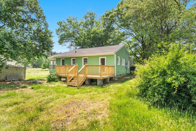 2677 NC-39, Henderson, NC 27537 - rear view of property featuring a shingled roof, a deck, and crawl space