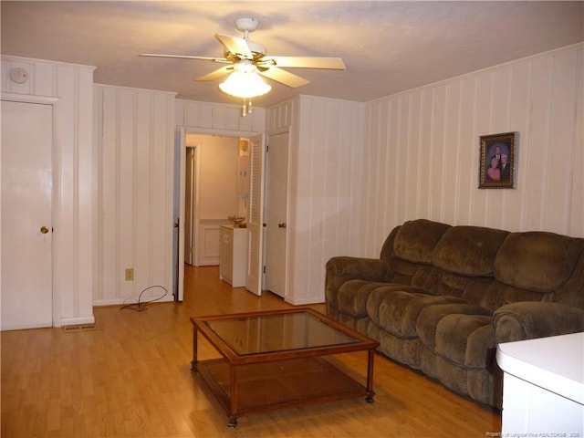 185 Meadow Rd, Lumberton, NC 28358 - living area featuring a ceiling fan and wood finished floors