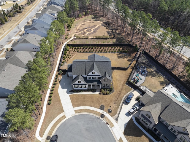 drone / aerial view with a residential view