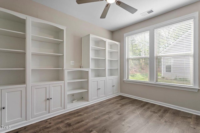 52 Brunello Ct, Clayton, NC 27527 - unfurnished room featuring a ceiling fan, baseboards, visible vents, and dark wood-style floors
