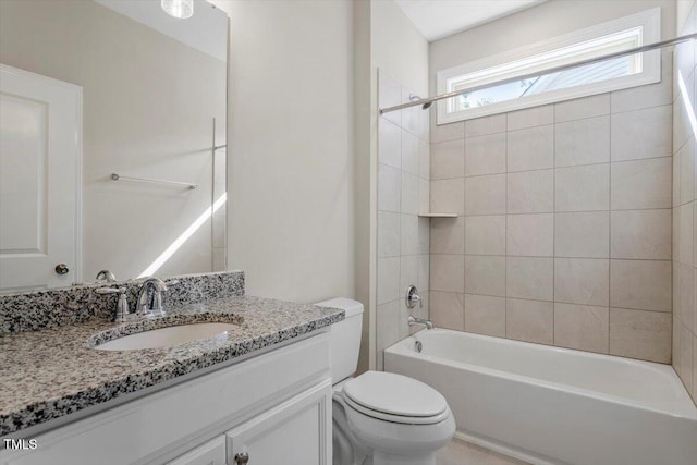 52 Brunello Ct, Clayton, NC 27527 - bathroom featuring toilet, shower / bath combination, and vanity