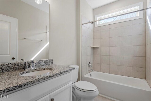 52 Brunello Ct, Clayton, NC 27527 - bathroom featuring toilet, shower / bath combination, and vanity