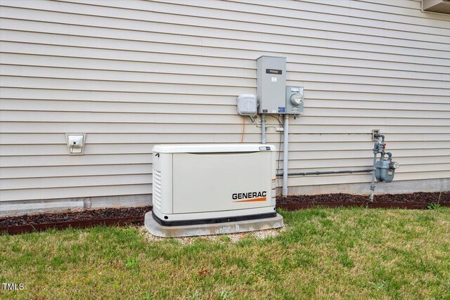 52 Brunello Ct, Clayton, NC 27527 - exterior details featuring a power unit, electric meter, and gas meter