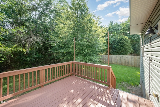 107 Cottage Ct, Youngsville, NC 27596 - wooden terrace featuring a fenced backyard