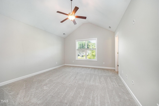 107 Cottage Ct, Youngsville, NC 27596 - unfurnished room featuring lofted ceiling, a ceiling fan, and light carpet