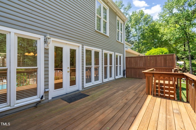 wooden terrace with french doors