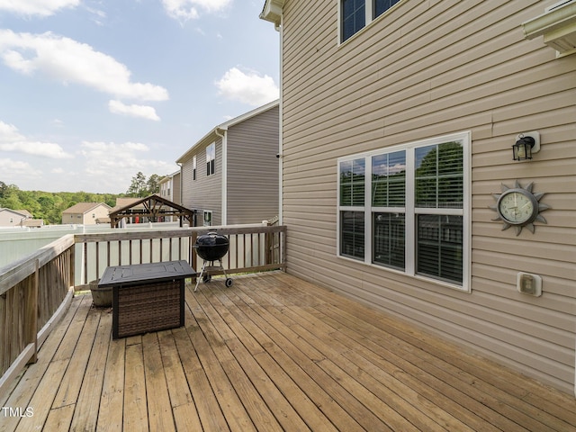 deck with a grill
