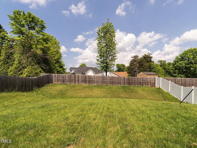 view of yard featuring a fenced backyard