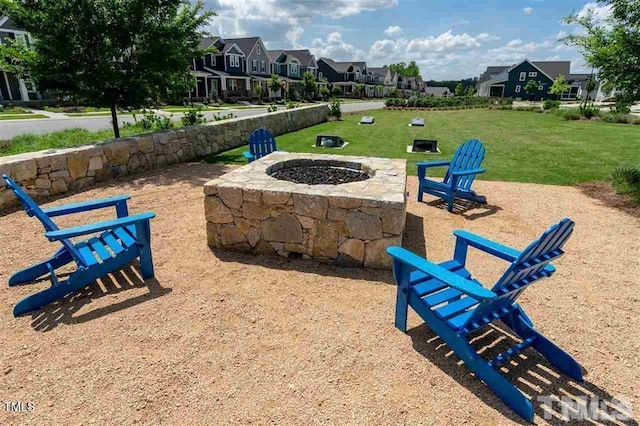 425 Shadow Falls Dr, Wendell, NC 27591 - view of patio / terrace with a residential view and a fire pit