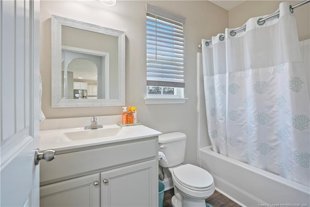 6528 Carswell Dr, Fayetteville, NC 28311 - full bath with vanity, shower / tub combo with curtain, and toilet