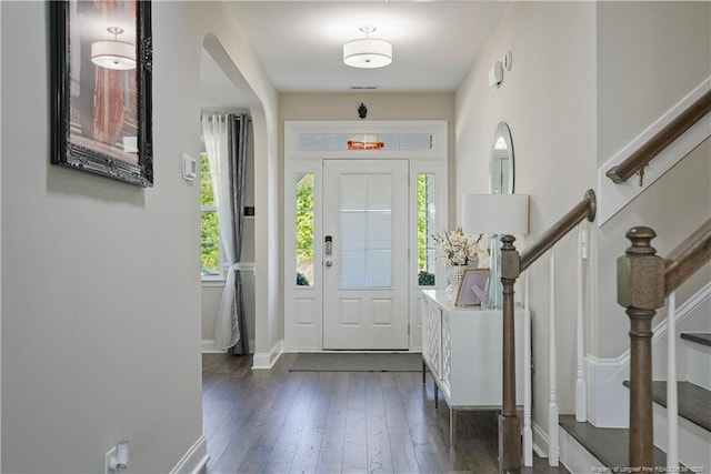 6528 Carswell Dr, Fayetteville, NC 28311 - entryway with wood-type flooring, baseboards, and a healthy amount of sunlight