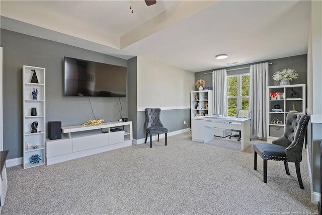 6528 Carswell Dr, Fayetteville, NC 28311 - sitting room featuring baseboards, carpet, and ceiling fan