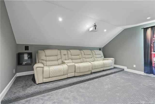 6528 Carswell Dr, Fayetteville, NC 28311 - carpeted living area featuring recessed lighting, baseboards, and lofted ceiling